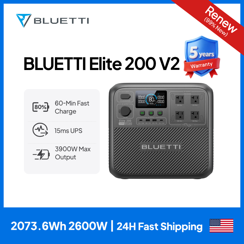 Solar Powered Charger - 【리뉴얼】BLUETTI Elite 200 V2 휴대용 발전소