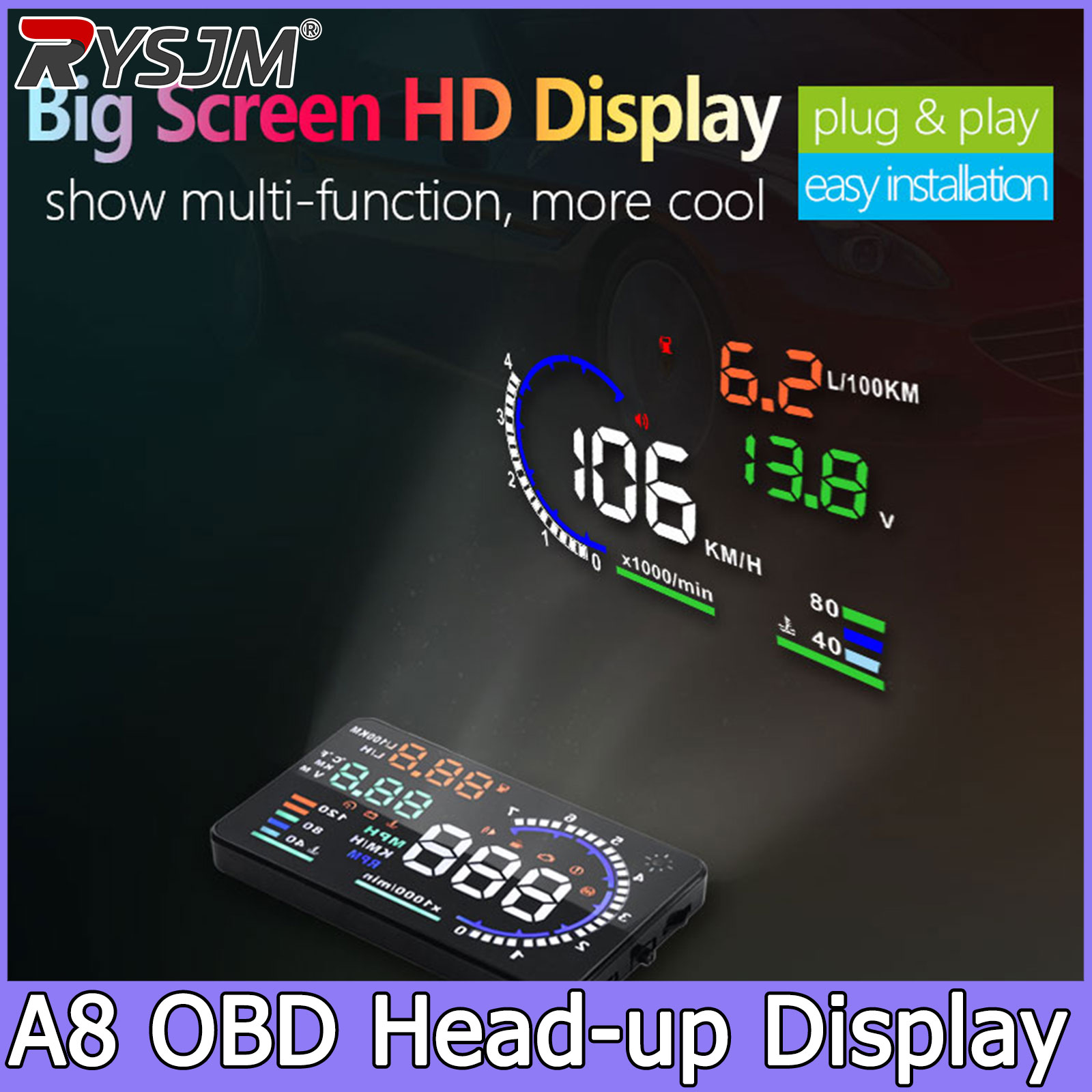 A8 OBD HUD 헤드업 디스플레이 속도계 자동차용  - Electronics Gadgets For Car 리뷰 및 가격