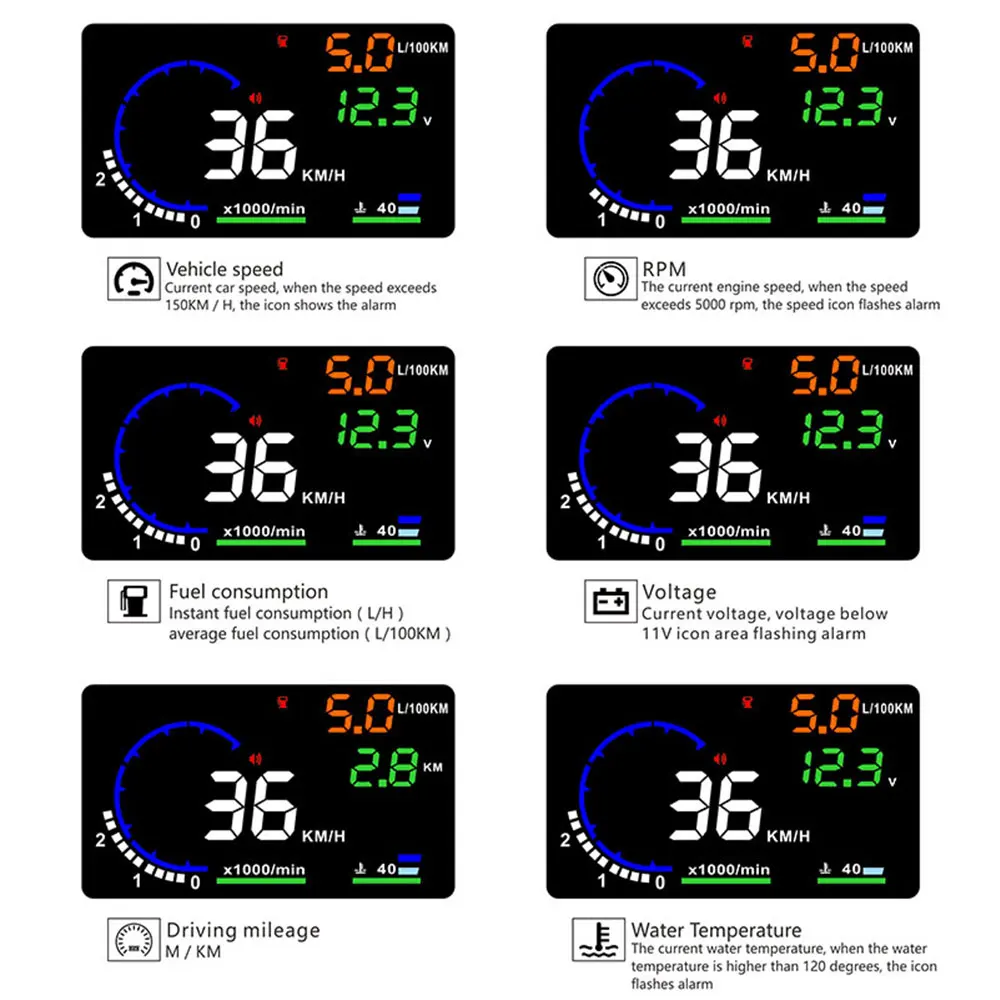 A8 OBD HUD 헤드업 디스플레이 속도계 자동차용  - Electronics Gadgets For Car 리뷰 및 가격